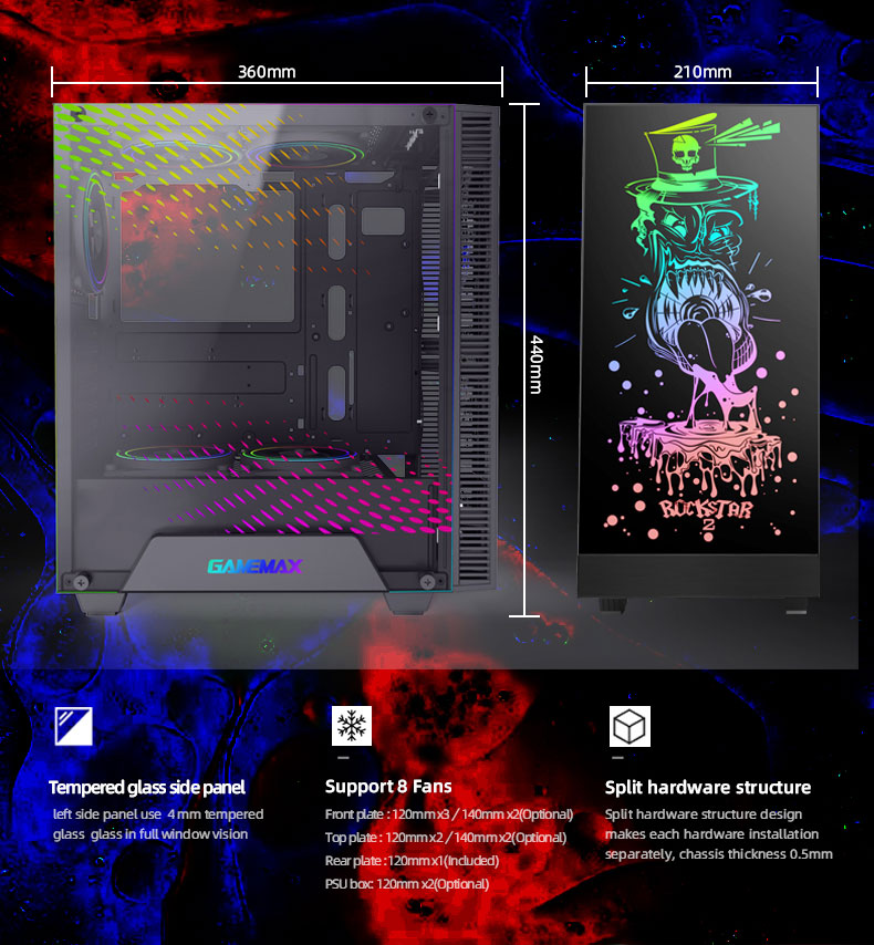 Gamemax RockStar 2 Black Gaming Computer Case